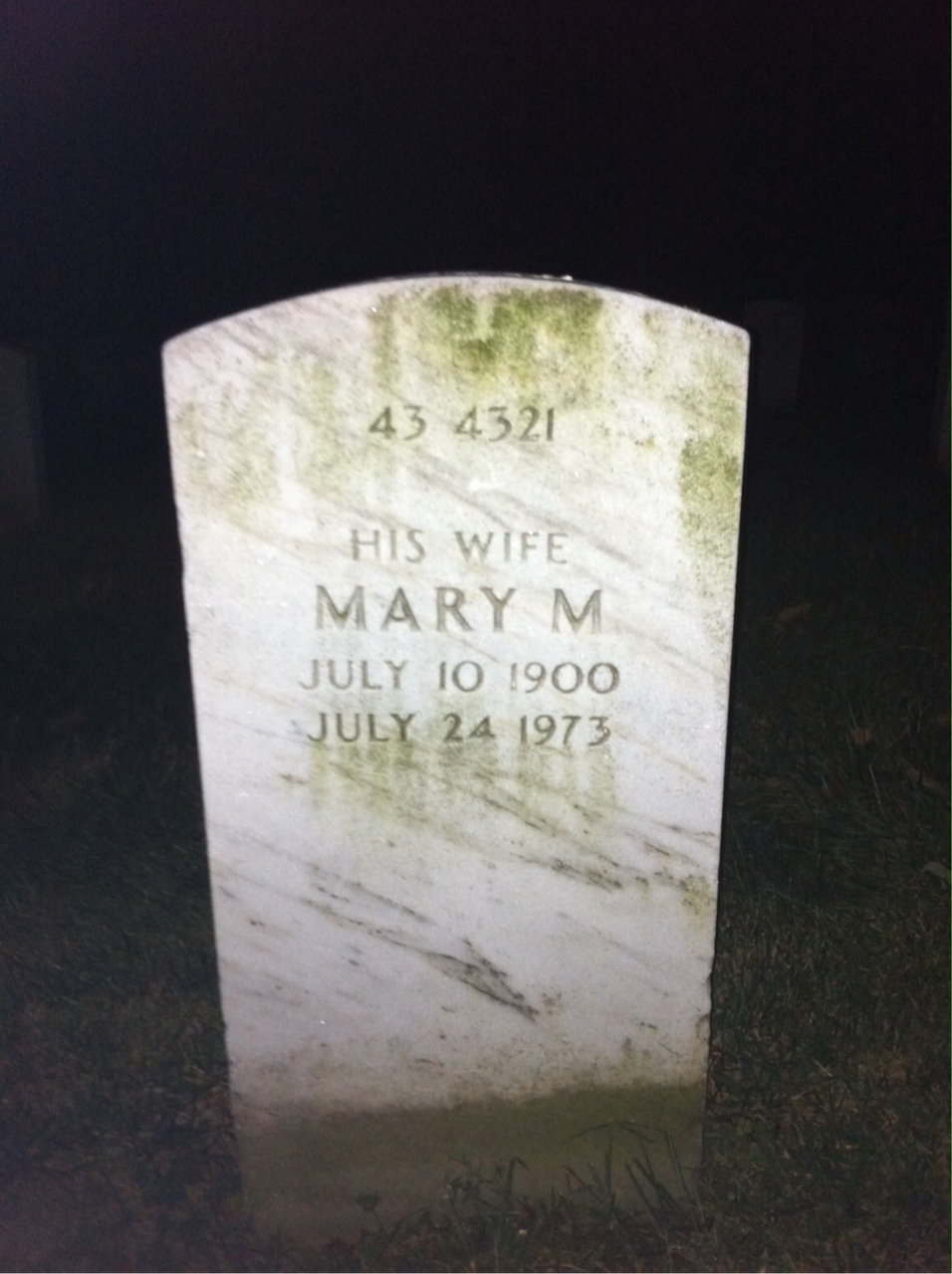 Back of headstone — William Miller