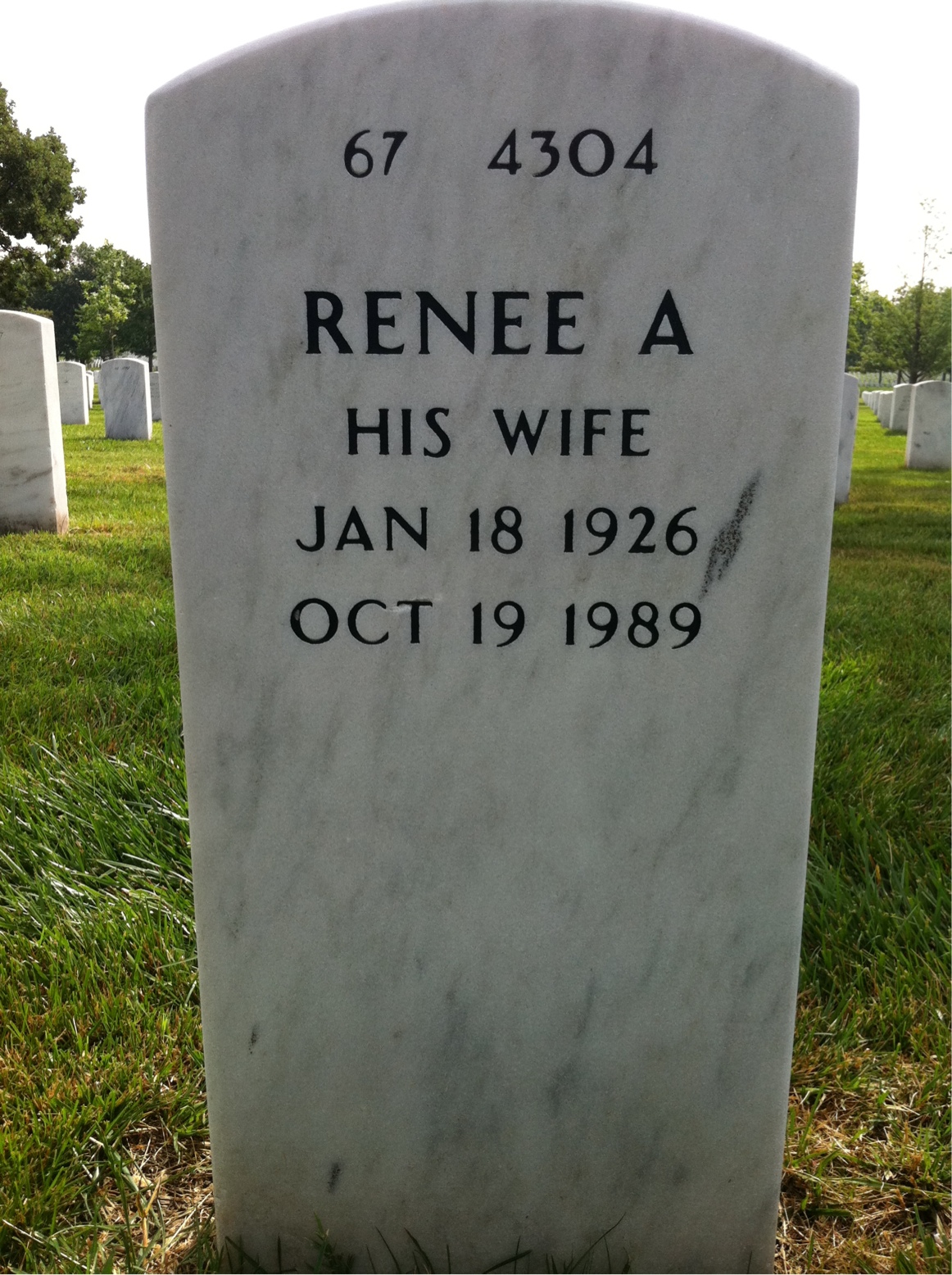 Back of headstone — Donald Hunt