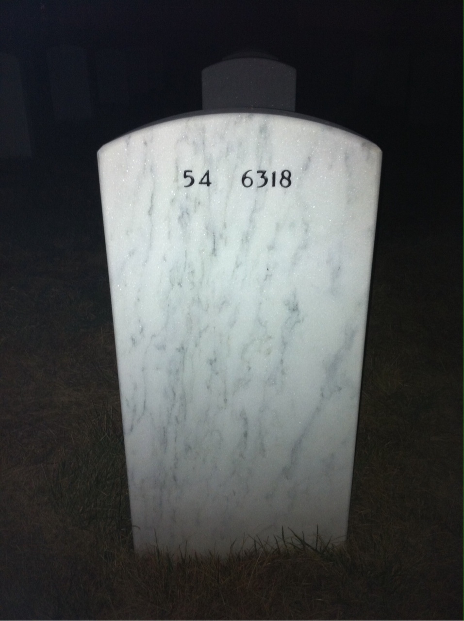 Back of headstone — David Brown