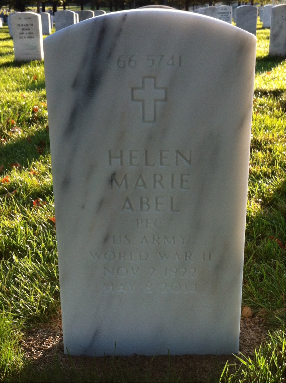 Back of headstone — Helen Abel