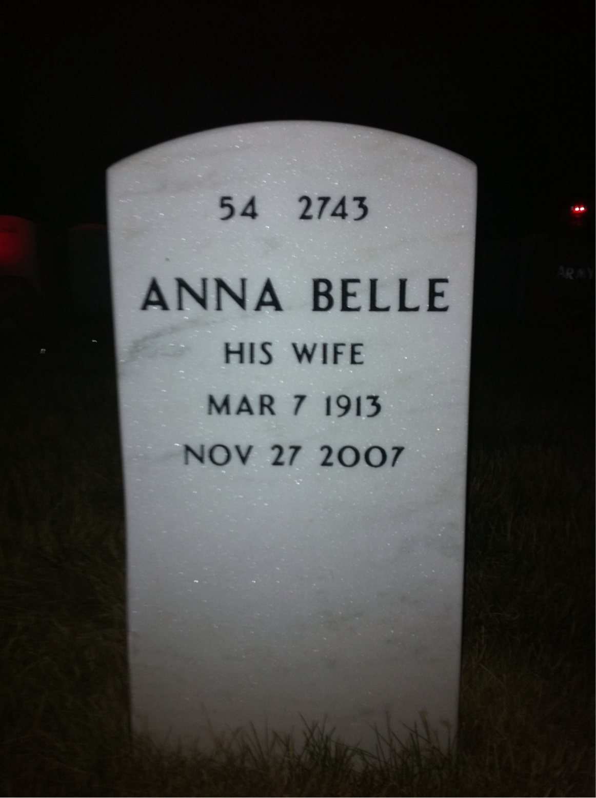 Back of headstone — Irl Smith