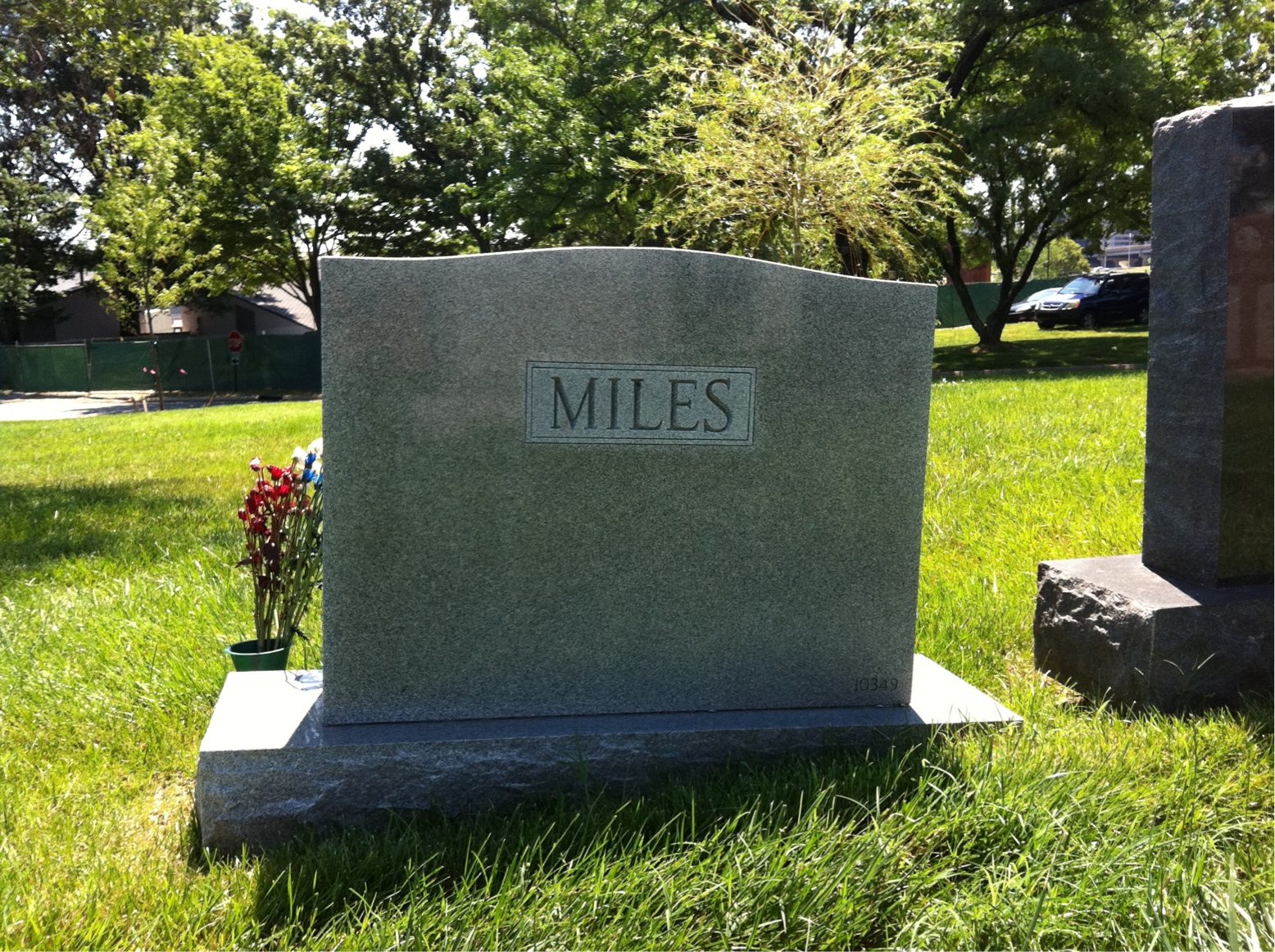 Back of headstone — James Miles