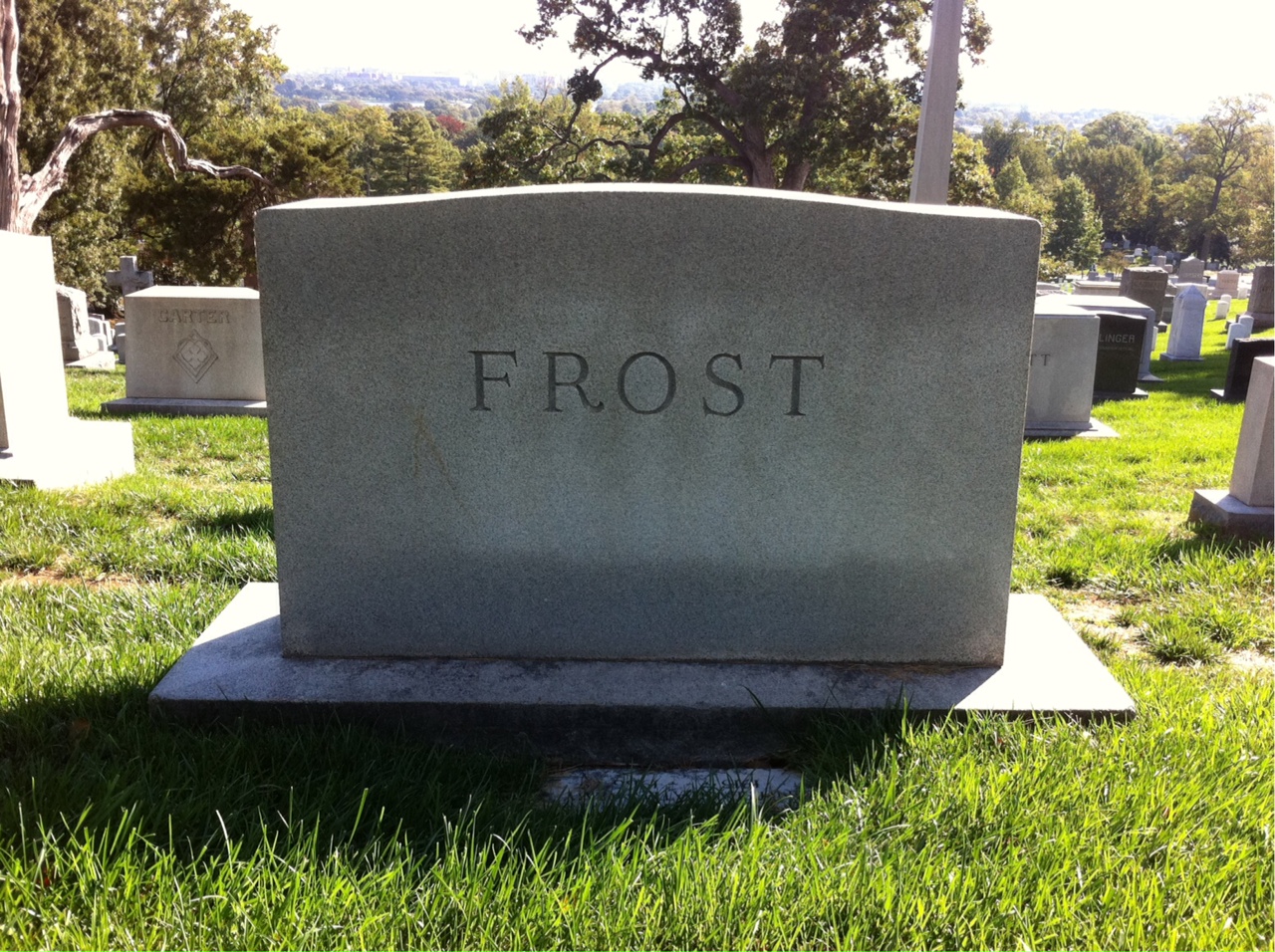 Back of headstone — William Frost
