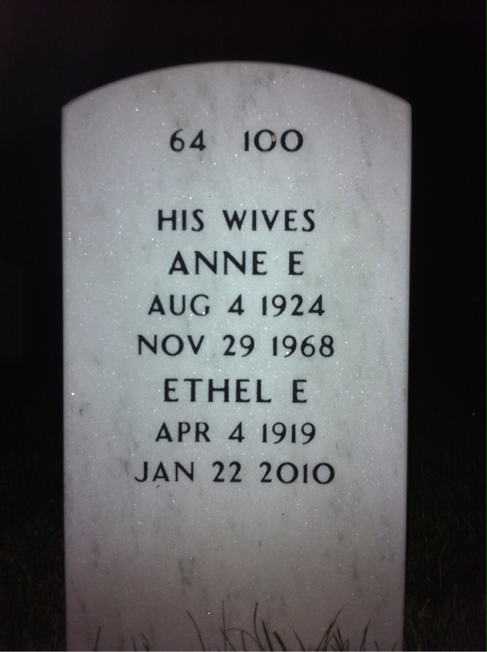 Back of headstone — James O'Laughlin
