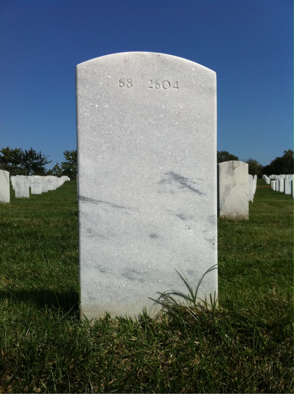 Back of headstone — Fred Marshall
