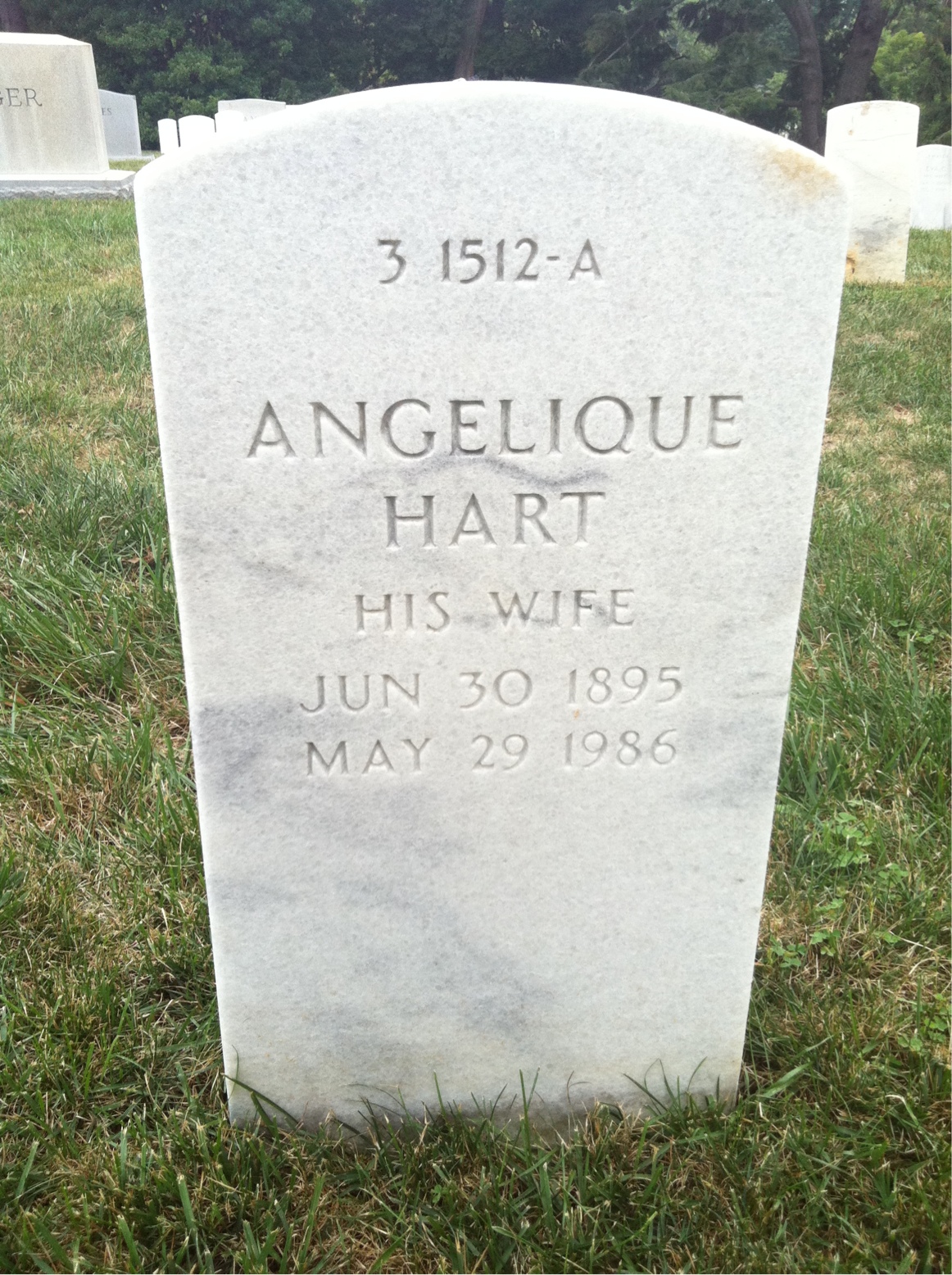 Back of headstone — Angelique Bielaski