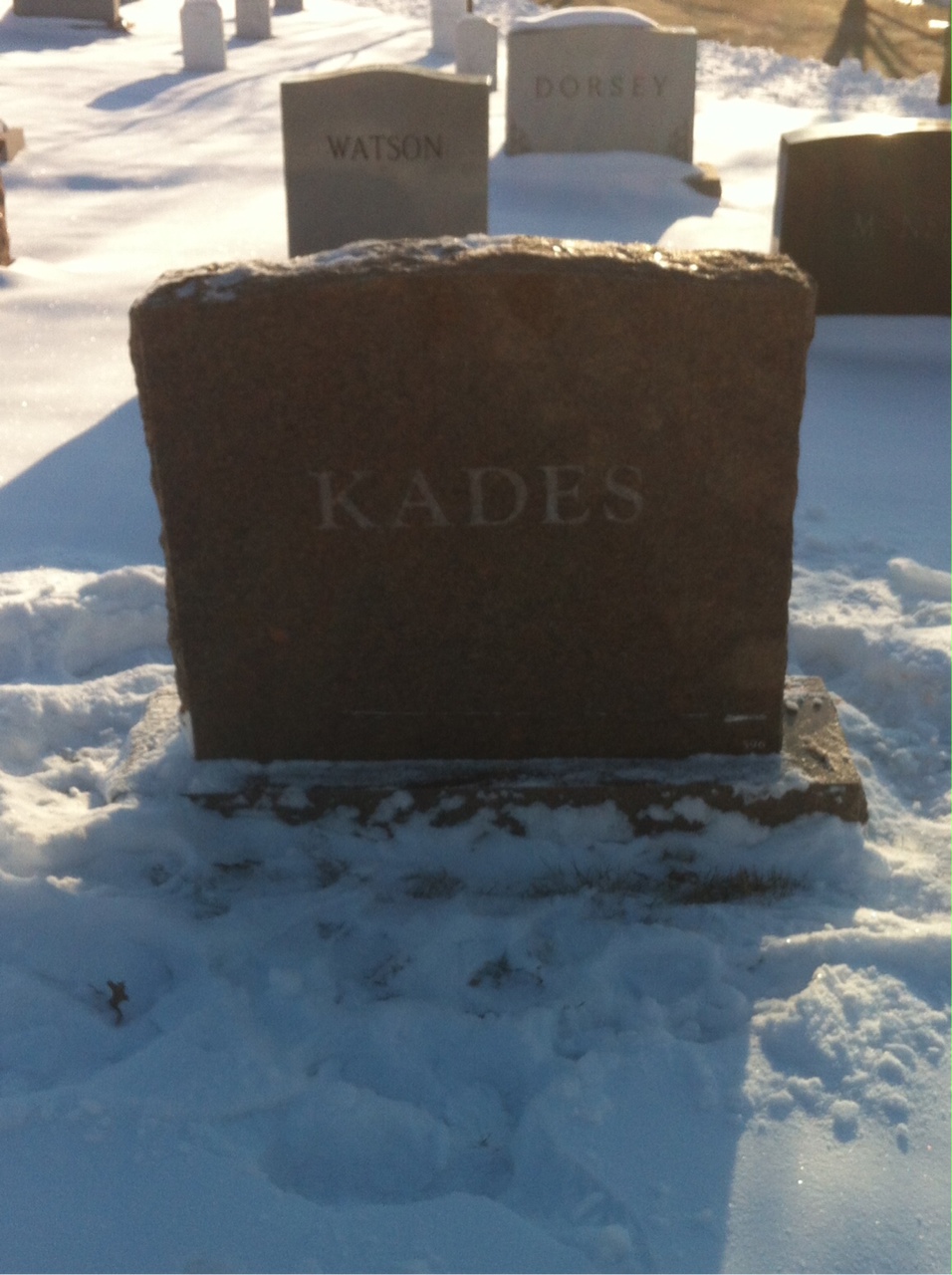 Back of headstone — Charles Kades