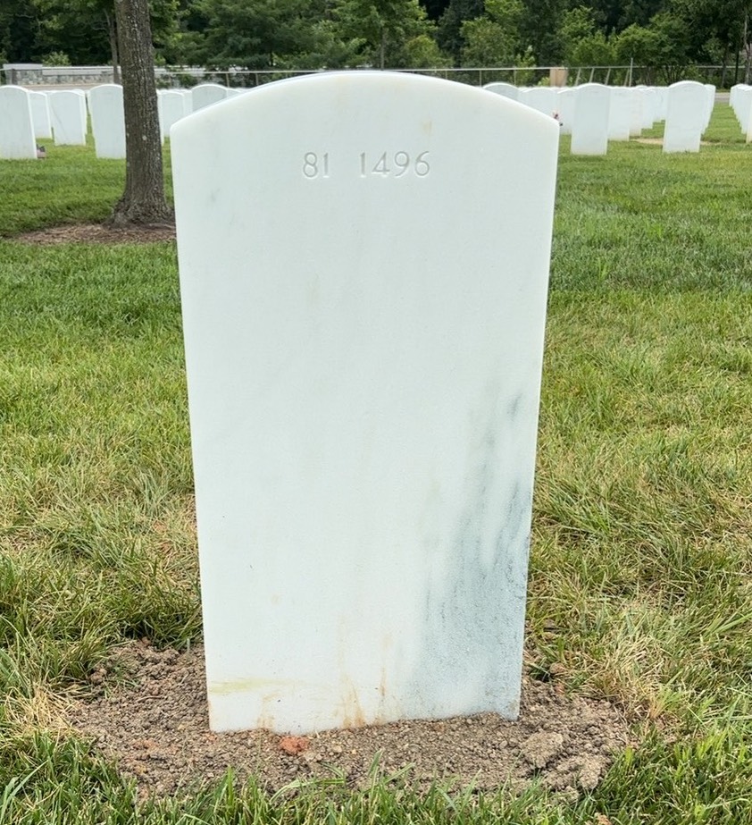 Back of headstone — Ward Baker