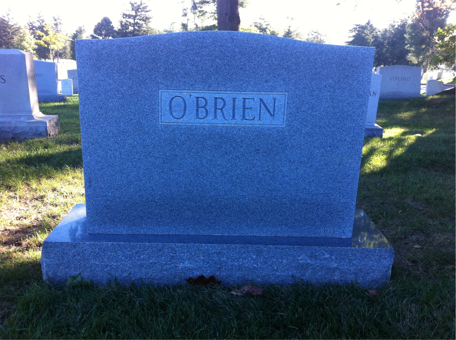 Back of headstone — Paul O'Brien