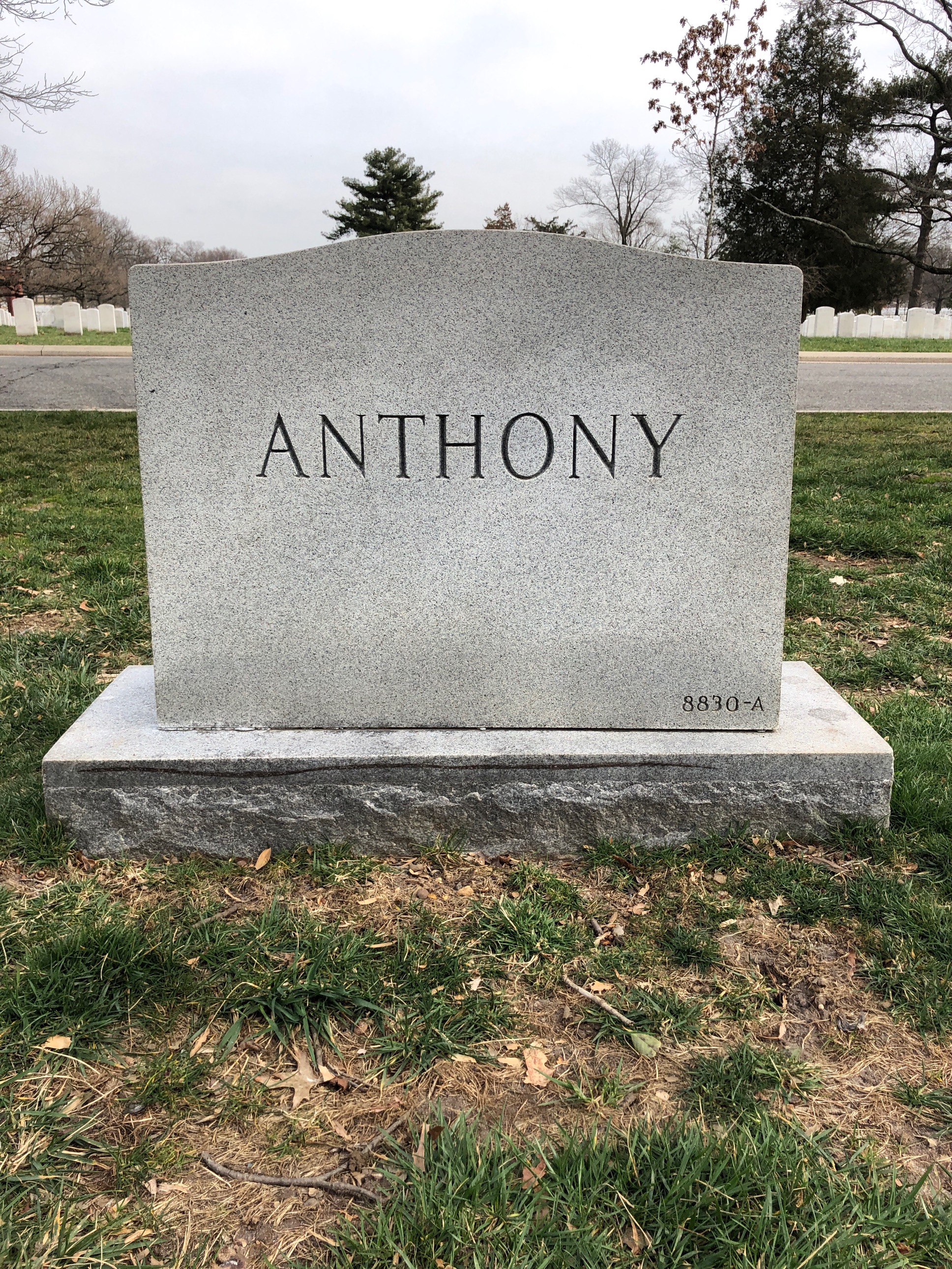 Back of headstone — Richard Anthony