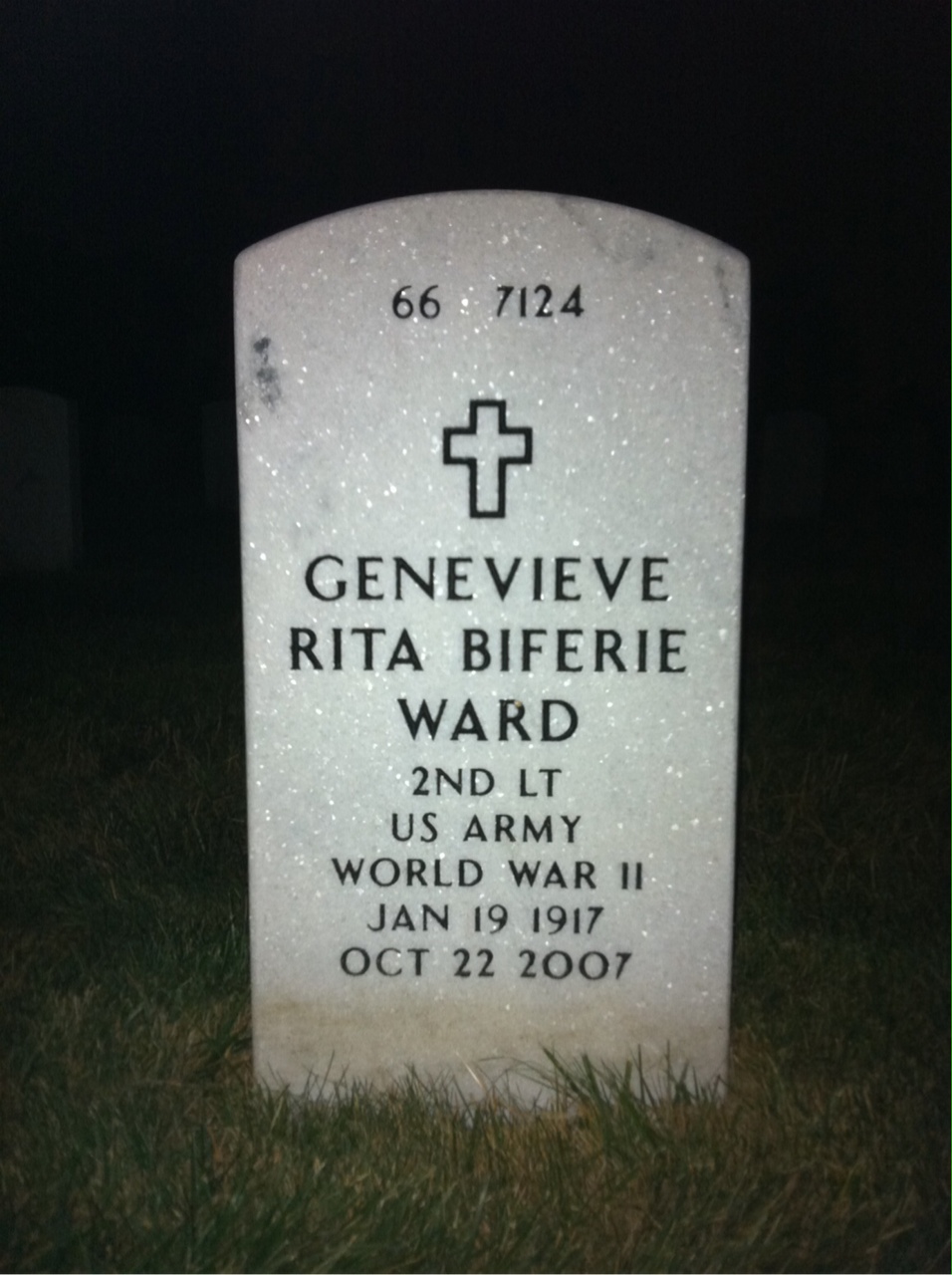 Back of headstone — Genevieve Ward