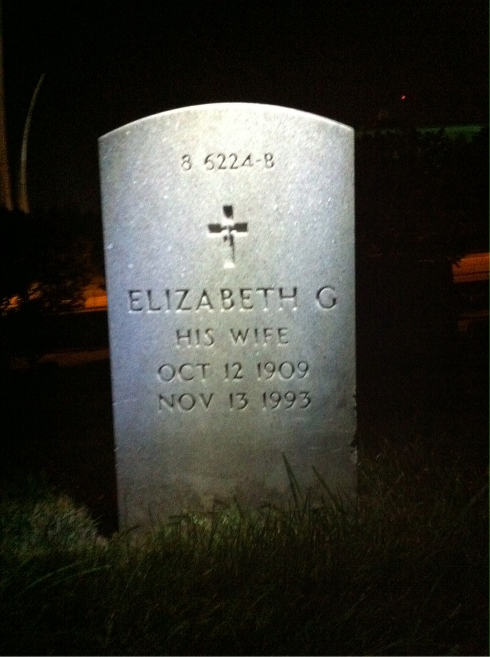 Back of headstone — Elizabeth Moursund