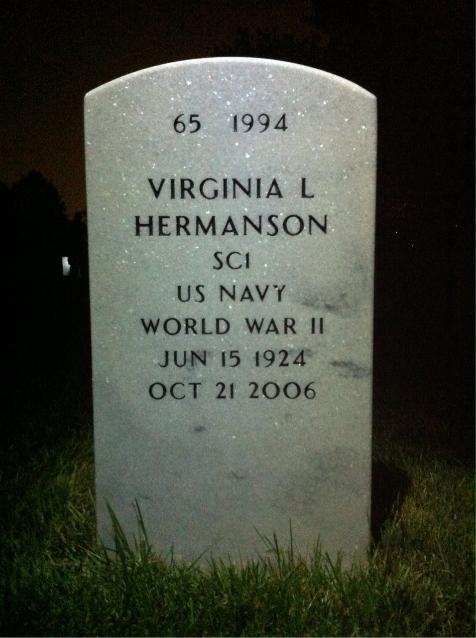 Back of headstone — Lloyd Hermanson