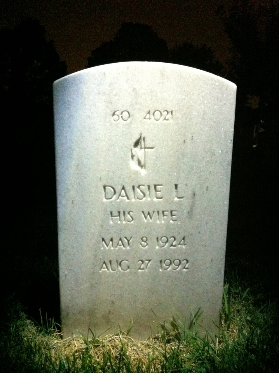 Back of headstone — Melvin Moore