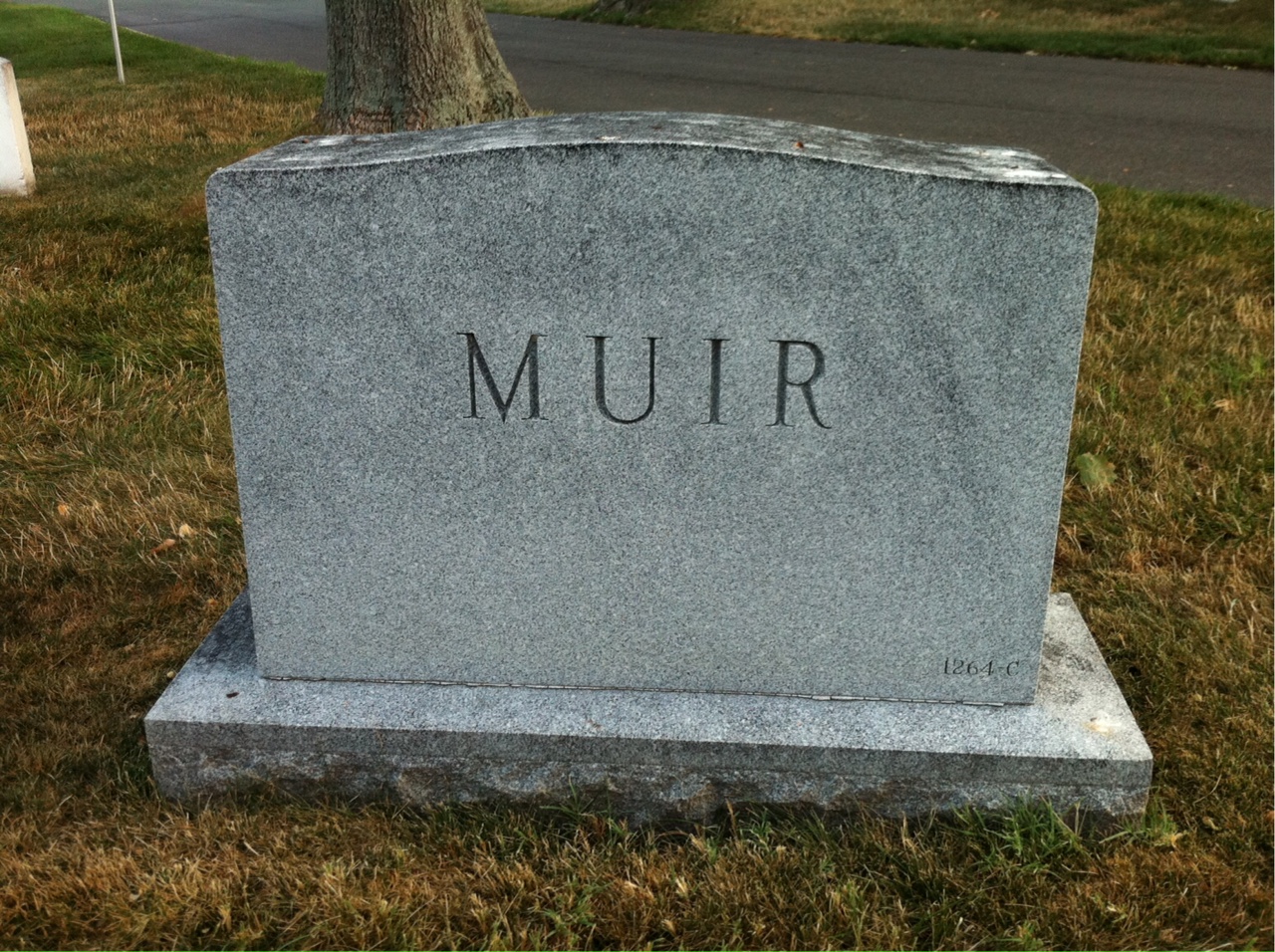 Back of headstone — Hugh Muir