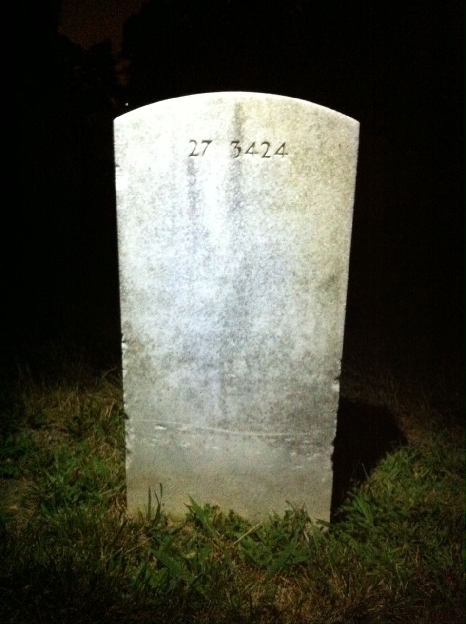Back of headstone — Infant Adams