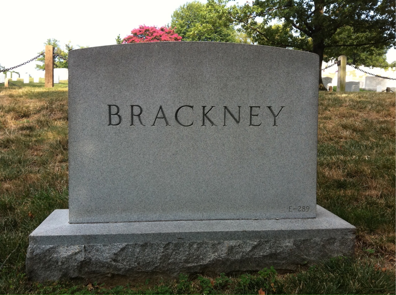 Back of headstone — Ross Brackney