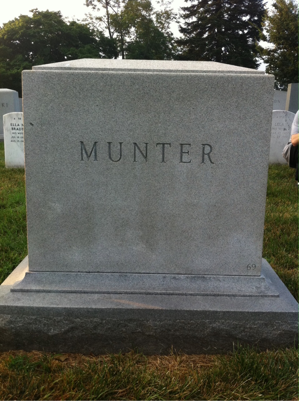 Back of headstone — Frederick Munter