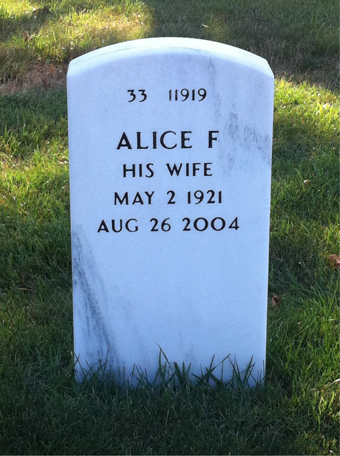 Back of headstone — Ottis Fanin
