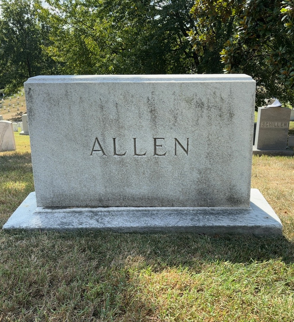 Back of headstone — Oliver Allen