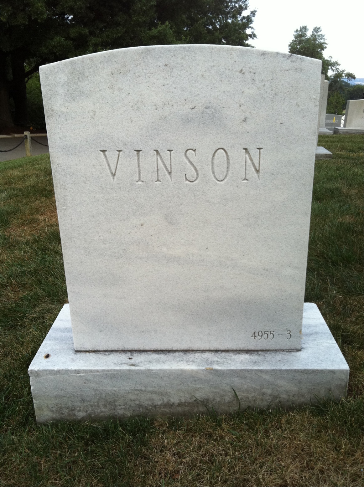Back of headstone — Wilbur H Vinson