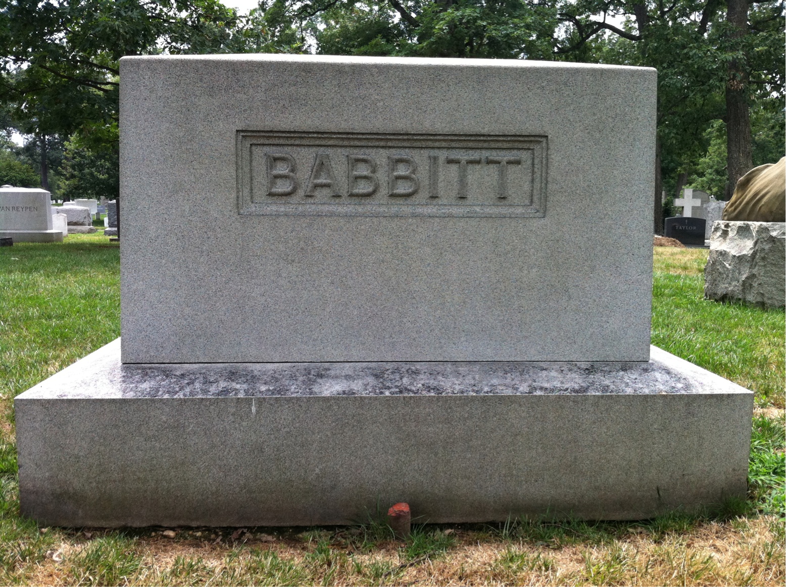 Back of headstone — Edwin Babbitt