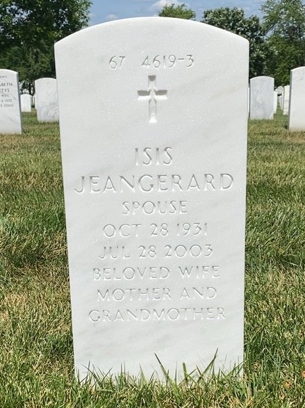 Back of headstone — Jack Jeangerard