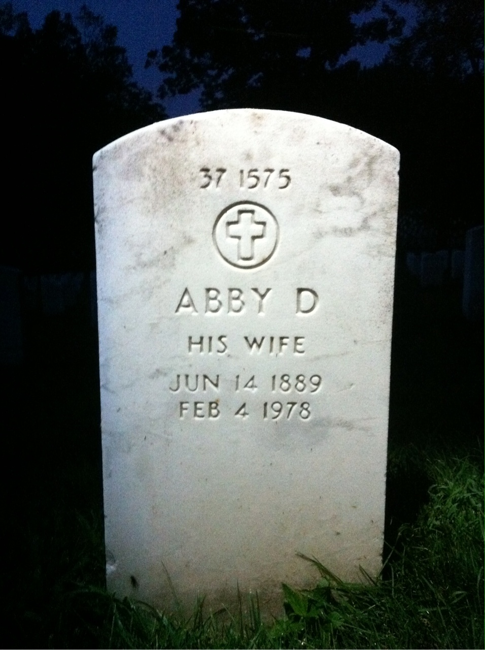 Back of headstone — Abby Modisette