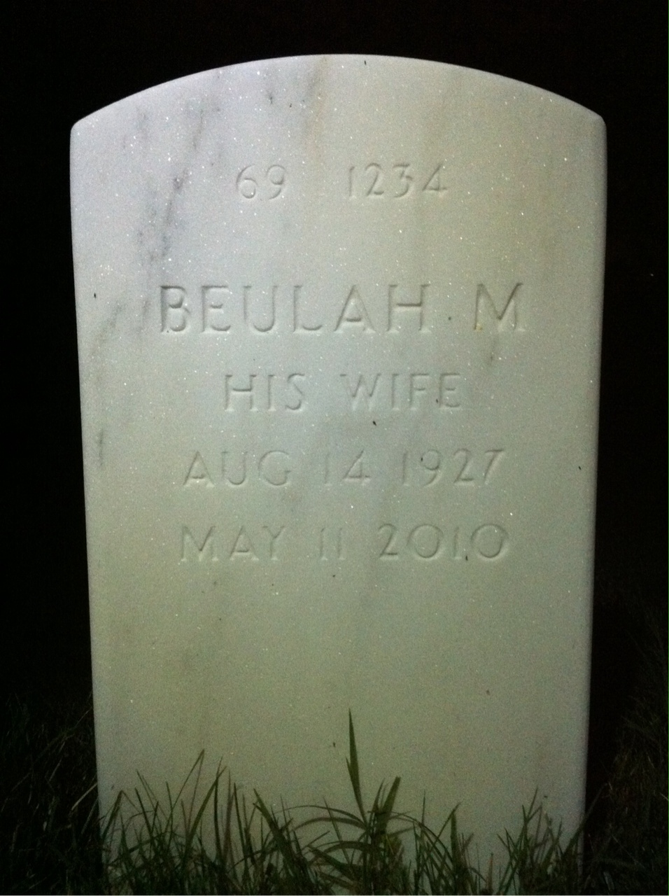 Back of headstone — Winifred D Shaver