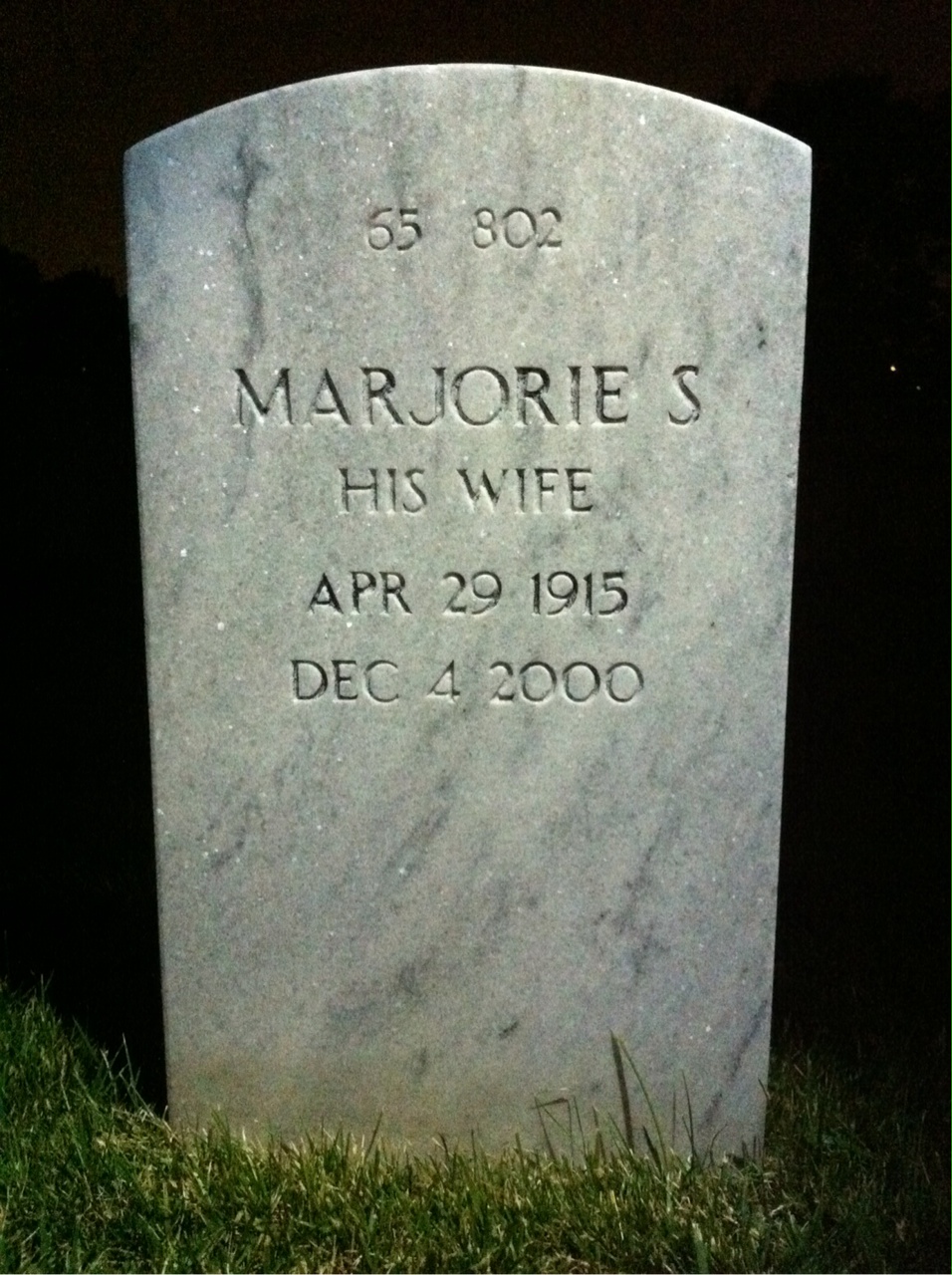 Back of headstone — Marjorie Babb
