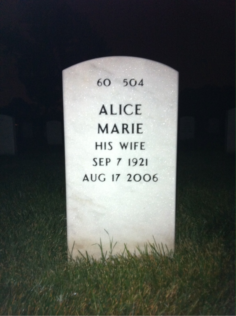 Back of headstone — Vincent Leckey