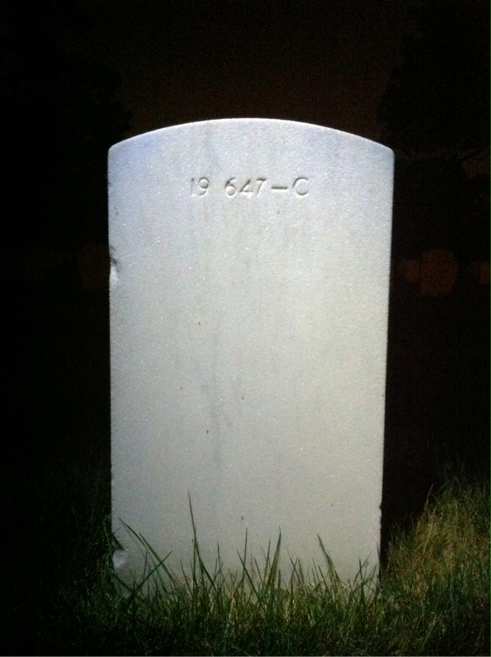 Back of headstone — Frank Alexander