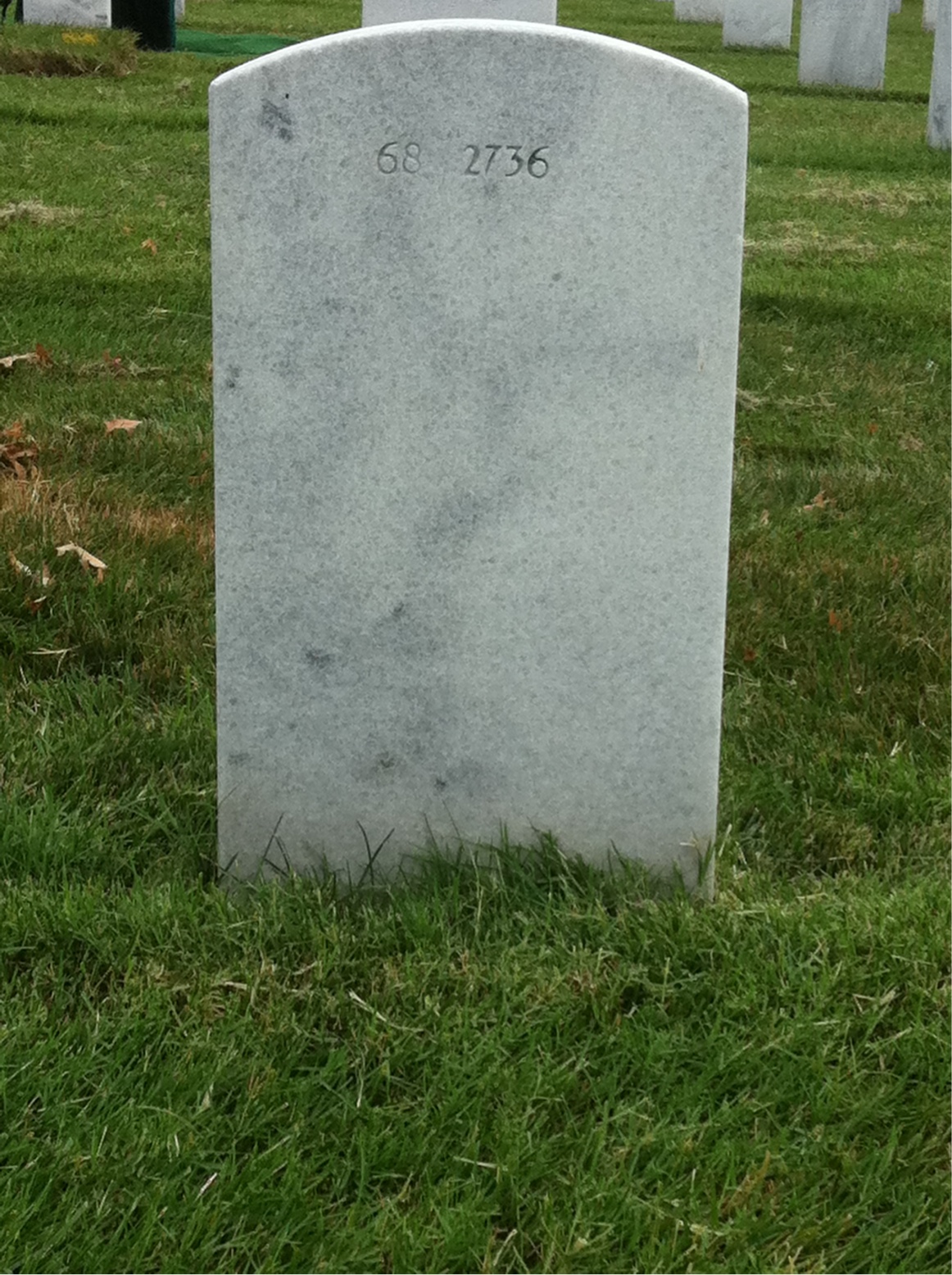 Back of headstone — Melvin Angevine
