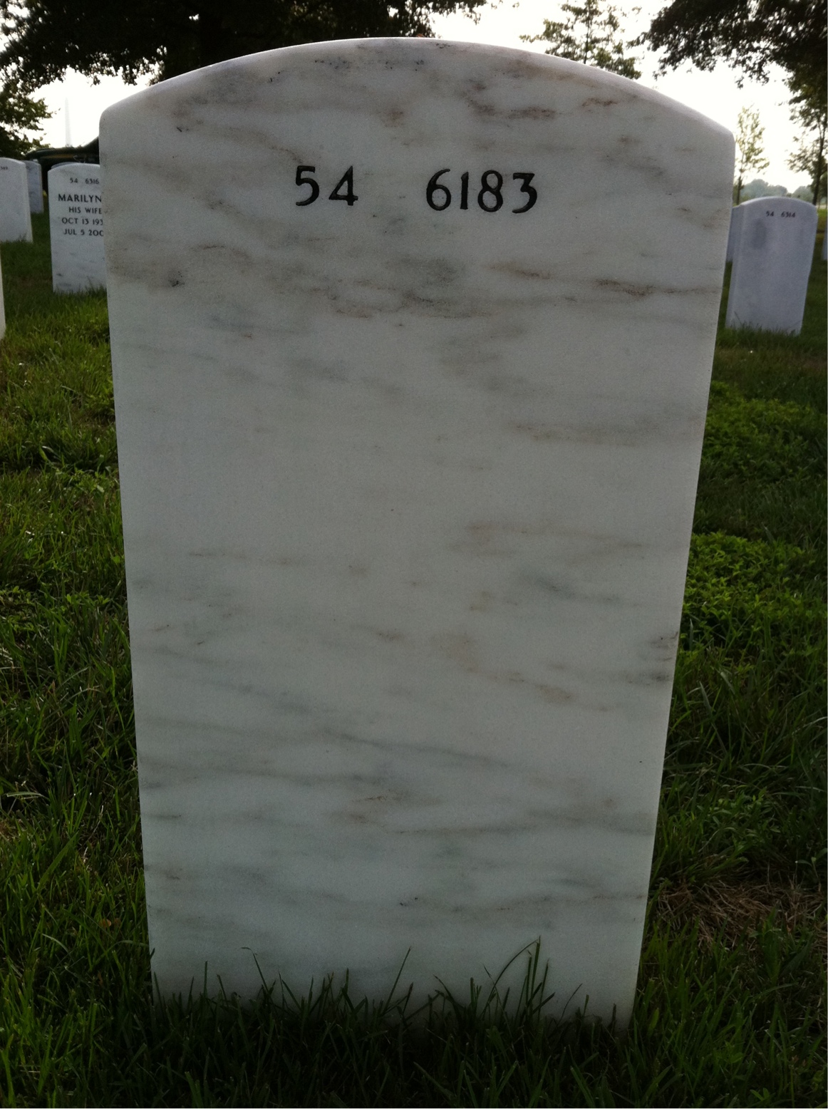 Back of headstone — Clinton Downing
