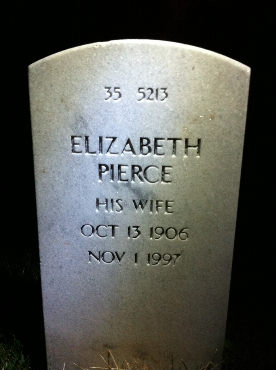 Back of headstone — Elizabeth Anselm