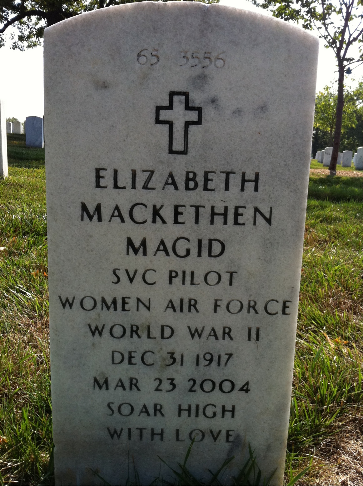 Back of headstone — Elizabeth Magid