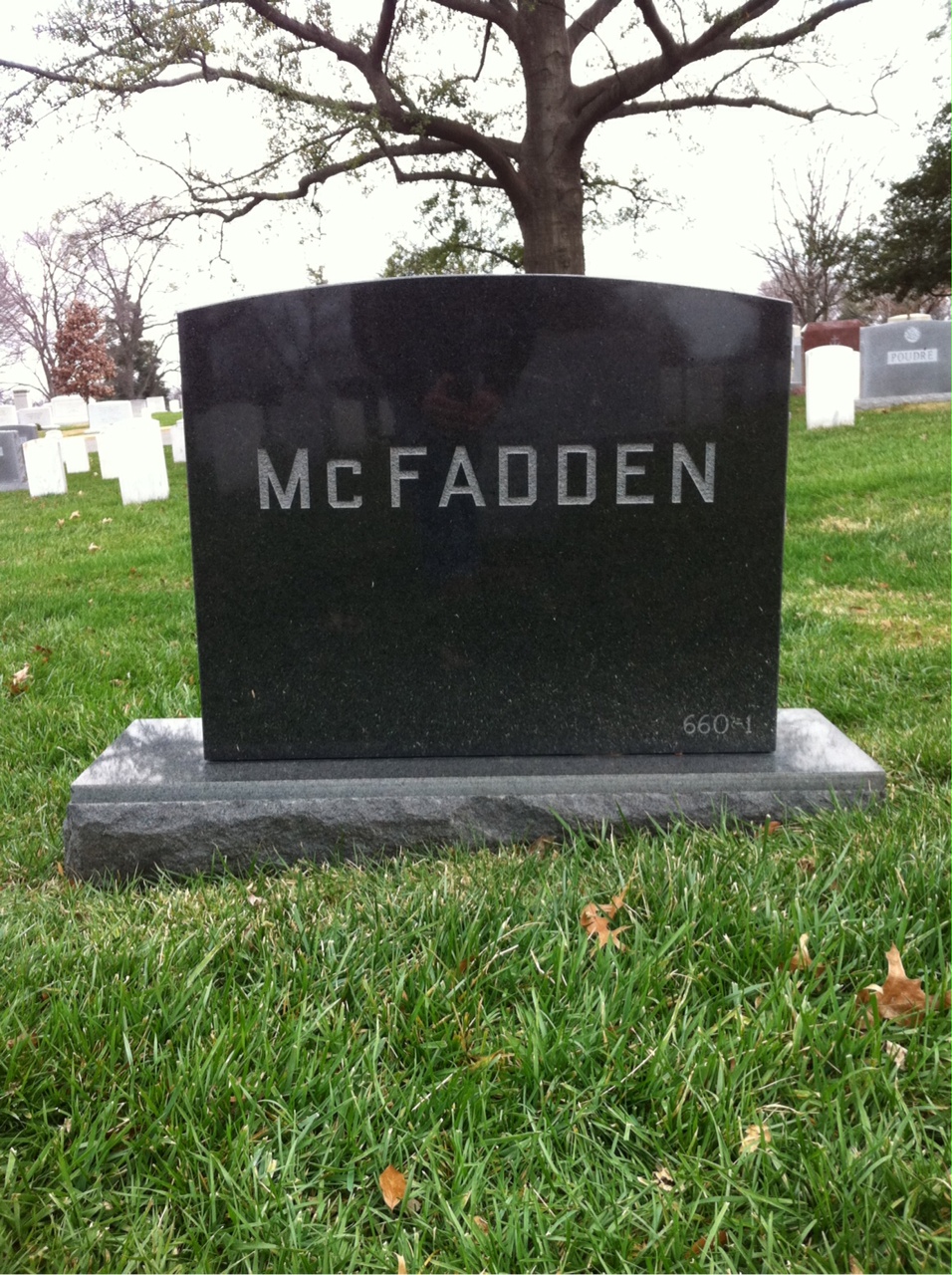Back of headstone — David Mcfadden