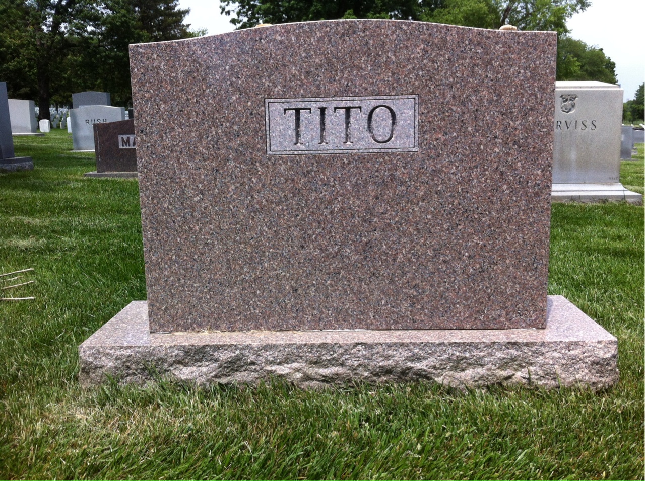 Back of headstone — William James Tito