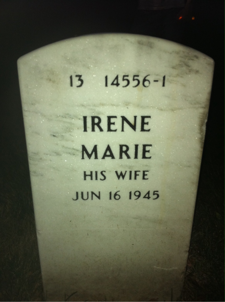 Back of headstone — George Aubinger