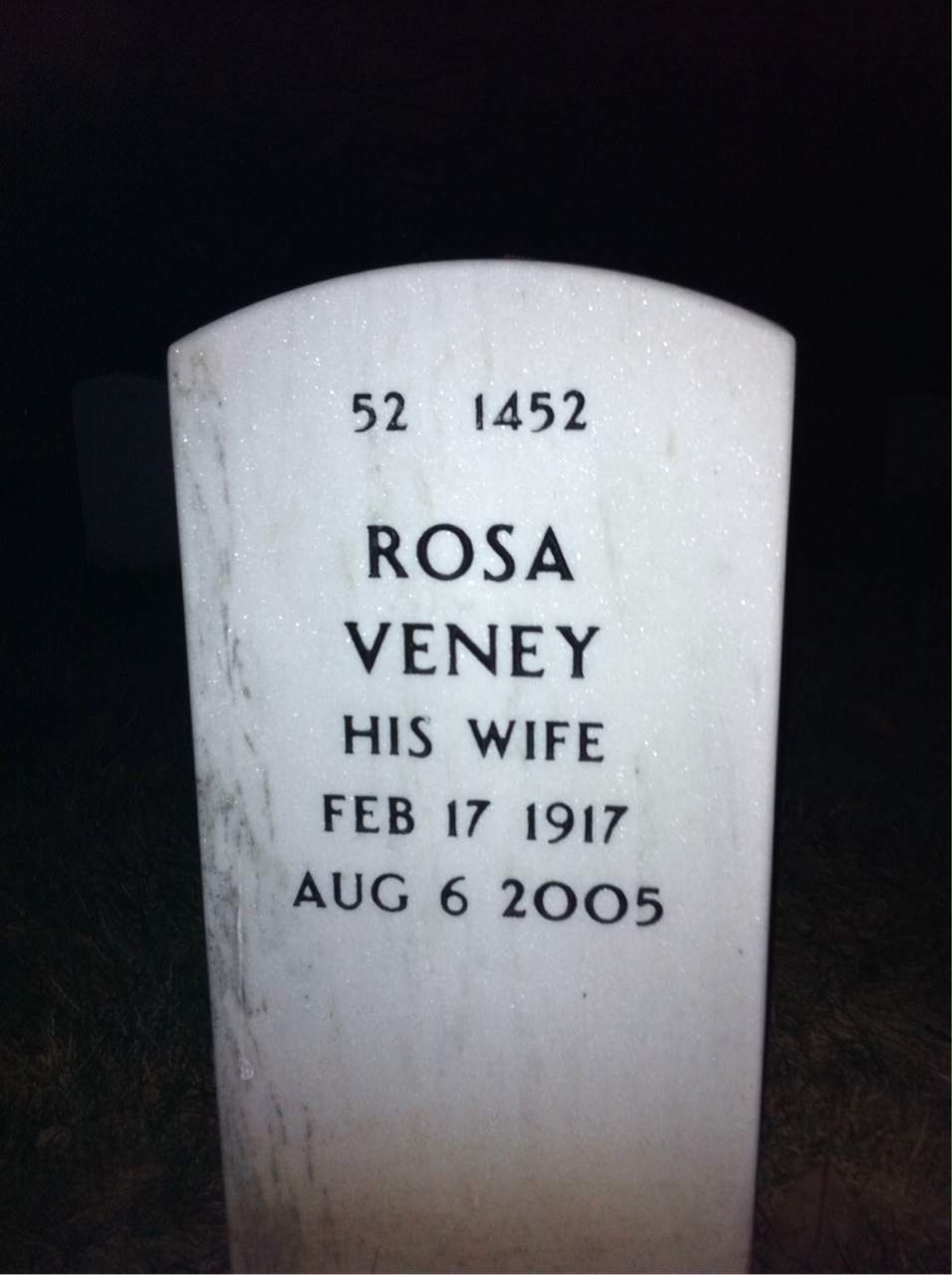 Back of headstone — Wesley Ewell