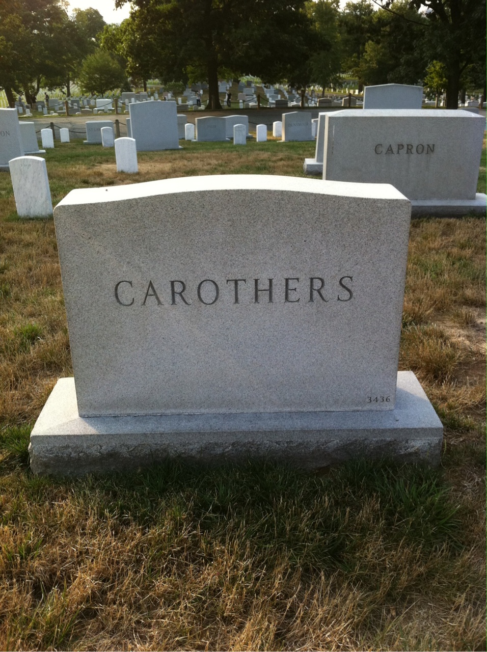 Back of headstone — John B Carothers