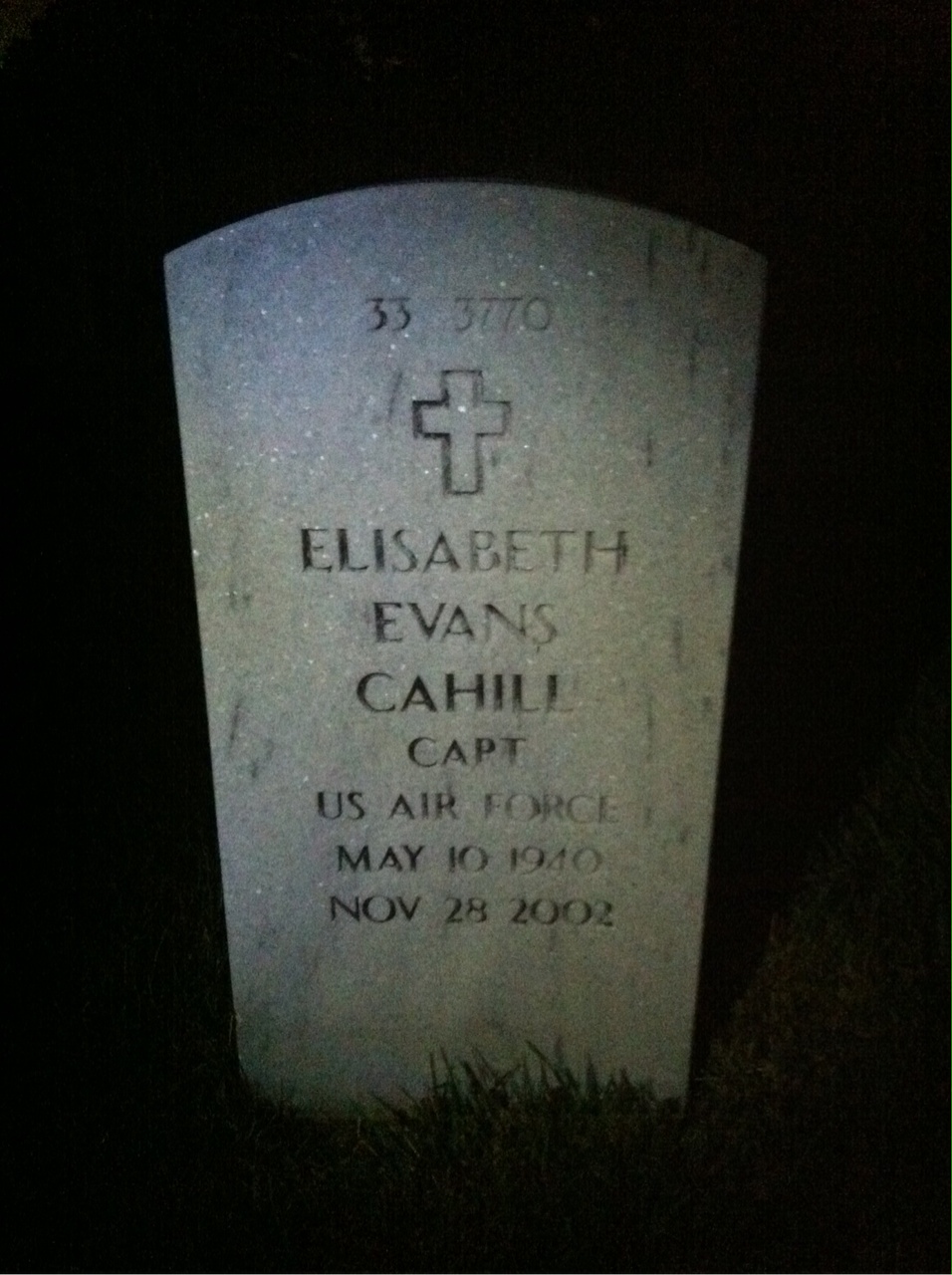 Back of headstone — Thomas J Cahill
