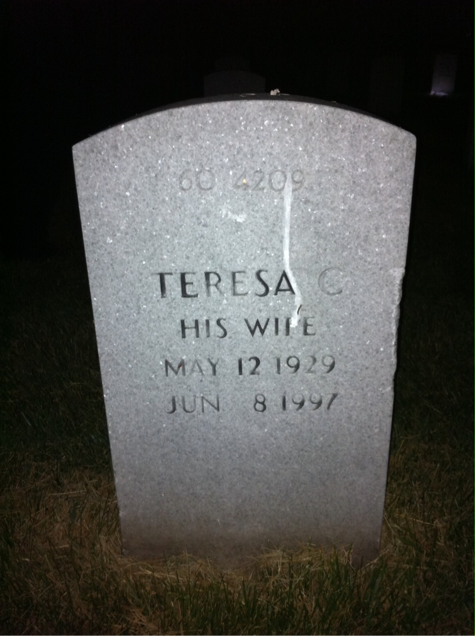Back of headstone — Teresa Andrews