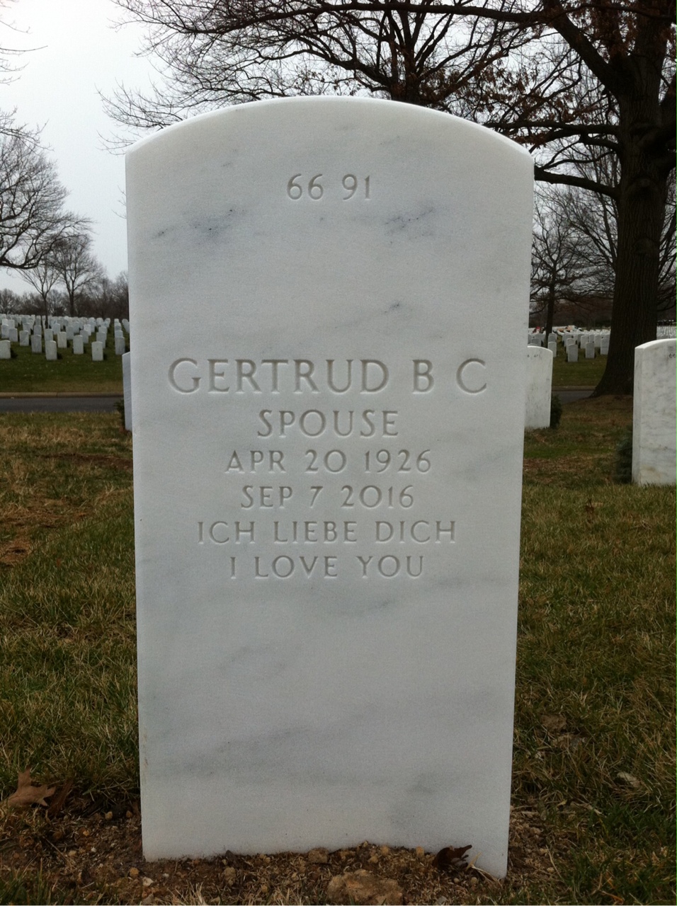 Back of headstone — William Baron