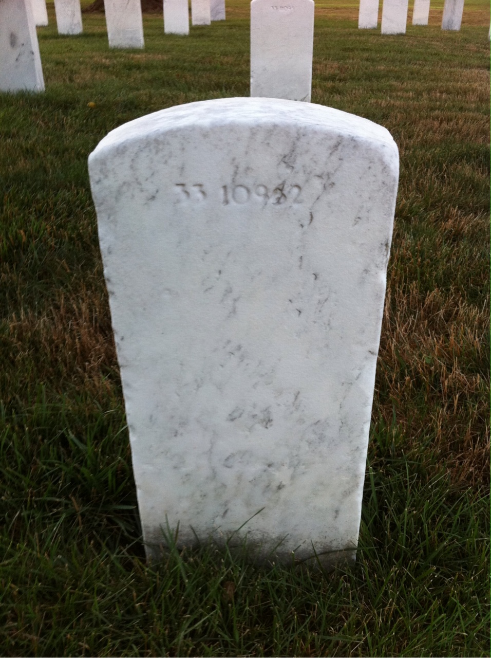 Back of headstone — Walter Allen