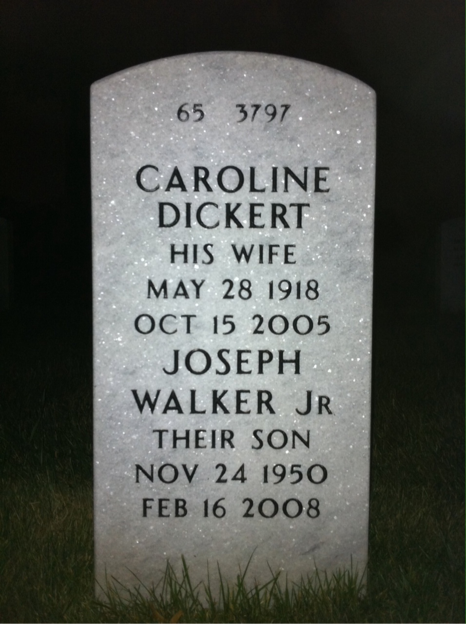 Back of headstone — Joseph Carpenter