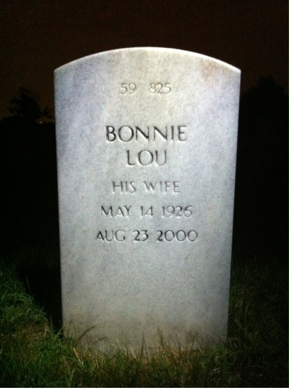 Back of headstone — Bonnie Bailey