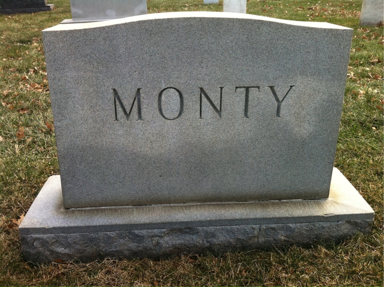Back of headstone — Harold Monty
