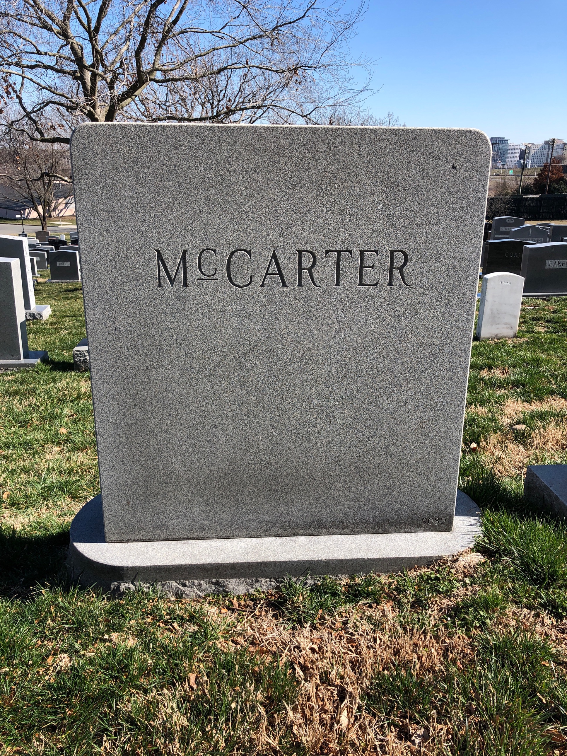 Back of headstone — Alfred Mccarter