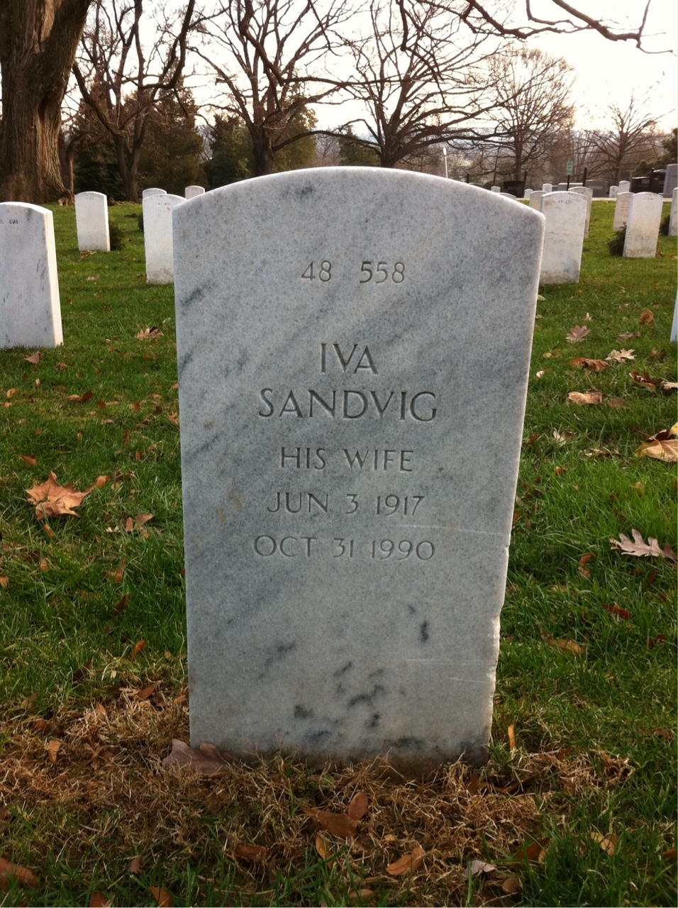 Back of headstone — Iva Attridge